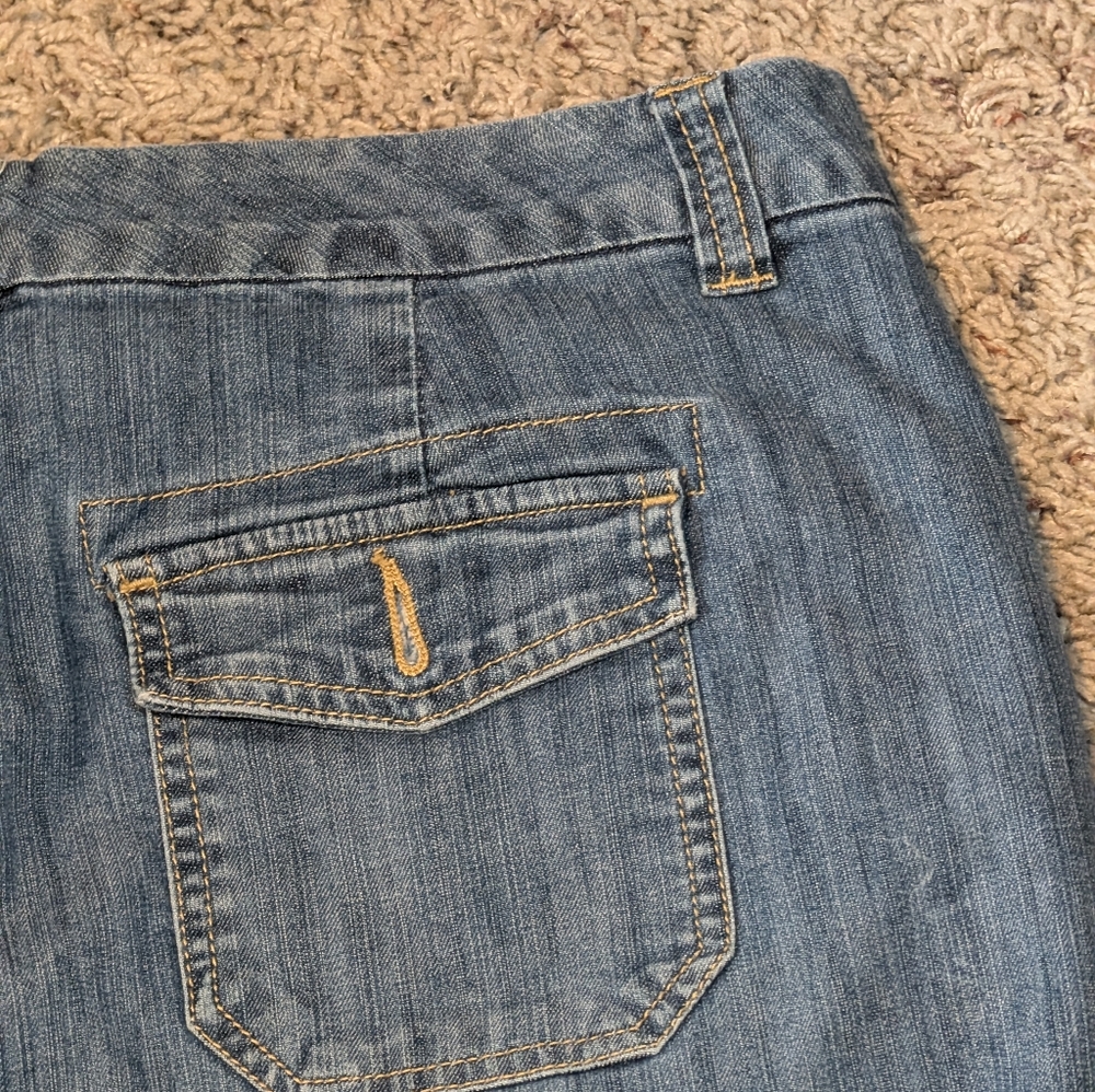 Chico's Classic Blue Denim Bermuda Jean Shorts with Button Detail - Picture 7 of 10